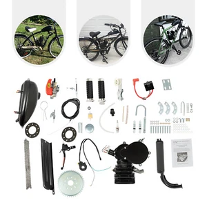 110cc Bicycle Gasoline Engine Motor Kit 2-Stroke Motorized Bike Kit Black - Foto 1 di 24