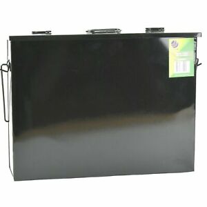 Metal  Ash Bucket Box Galvanised Hot Fireplace Carrier Bin Tidy Container Black