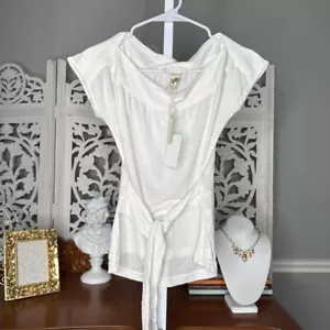 Disel White Short Sleeve Tie Waist Top Size Medium - Picture 1 of 7
