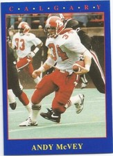 1990 JOGO CFL ANDY McVEY CALGARY STAMPEDERS #167 (UNIVERSITY OF TORONTO)