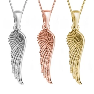 Engelsflügel Anhänger Hals Kette 925 Sterling Silber Gold Rose Engel-Flügel - Bild 1 von 7