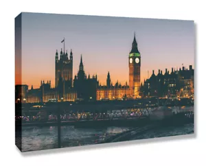 CANVAS WALL ART PRINT ARTWORK - LONDON BIG BEN SKYLINE - Picture 1 of 3
