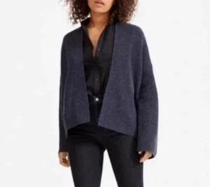 Everlane Twisted Wool Strickjacke Damen XS blau Baumwolle Wolle Langarm offene Tasche - Bild 1 von 7