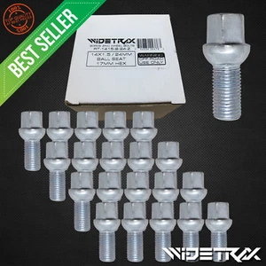 20pc 14x1.5 Zinc Wheel Lug Bolts 17mm Hex Ball 24mm Shank For Mercedes Audi VW   - Picture 1 of 5