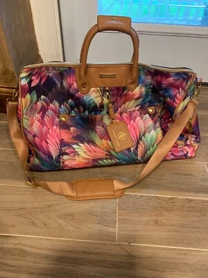 Bolsa de viaje de fin de semana de lona de nailon pavo real Adrienne Vittadini Foto 1 de 4