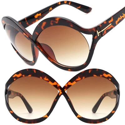 Exaggerated Oversized Design Gold Accent Tortoise Sunglasses Rounded Frames - Image 1 of 3