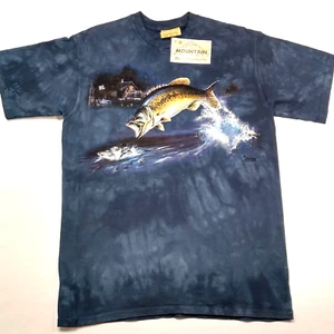 The Mountain Bass Fish Grafik T-Shirt Herren M blau Baumwolle Blaylock Vintage 1999 neu mit Etikett - Bild 1 von 10