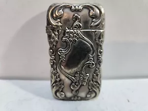 Vesta vintage floreale ROCOCO Art NOUVEAU G argento, custodia fiammiferi, cassaforte 7296/31 - Foto 1 di 9