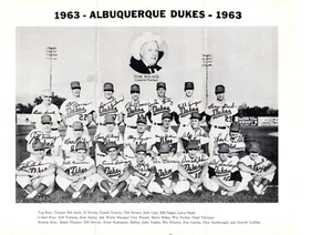 FOTO ORIGINAL VINTAGE 1963 ALBUQUERQUE DUKES DODGERS EQUIPO CANTANTE PARKER TORBORG - Imagen 1 de 2