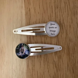 Pinzas para el cabello personalizadas para fotos, juego de 2 pinzas para el cabello personalizadas conmemorativas para fotos - Imagen 1 de 8