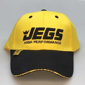 Jegs High Performance Auto Parts Yellow & Black Strapback Ball Cap Hat - Imagen 1 de 10