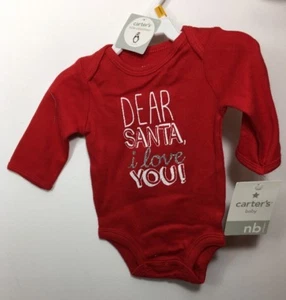 NWT CARTER'S Red Bodysuit NEWBORN BABY Dear Santa I Love You - Picture 1 of 1