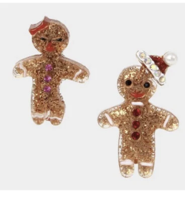 PENDIENTES BETSEY JOHNSON PAN DE JENGIBRE HOMBRE Y MUJER COLOR MARRÓN Foto 1 de 2