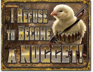 Me niego a convertirme en una pepita de pollo metal letrero de hojalata humor divertido garaje bar #2212 - Imagen 1 de 1