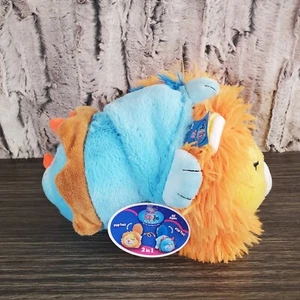 Neu mit Etikett Happy Nappers Flip A Zoo schlafender gelber Löwe, blauer Dinosaurier 15 Zoll WEICHER Plüsch - Bild 1 von 10