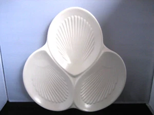 3 in 1 shell shaped white pottery platter / dinnerware / serveware - Picture 1 of 6
