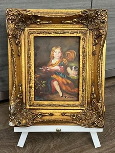 Vintage R. Wilson Best of Friends Child with Spaniel Dog Oil Painting Signed - Picture 1 of 11