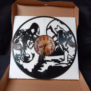 Howling Wolf Vinyl Record Wall Clock – Unique Time Vault Treasures Design - Picture 1 of 6