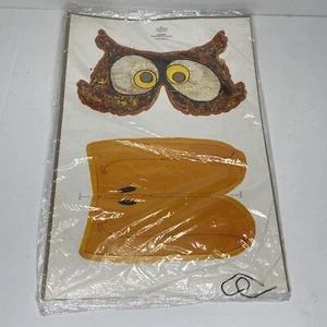 Vintage Neu Eule Pappmaske Kit Halloween 1979 Aktueller Stanzschnitt alter Lagerbestand - Bild 1 von 5