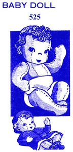 Jointed BABY Doll Pattern Laura Wheeler 525 Mail Order 12" Tall Approx. - Picture 1 of 4