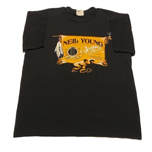 Vintage Neil Young 1999 Solo Acoustic Tour Winterland Black T-Shirt Size XL Rap - Picture 1 of 12