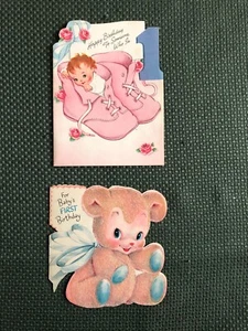 Vintage 1954 Baby's First Birthday Card-1954- Lot of 2-USED-Hallmark/Gibson - Picture 1 of 4