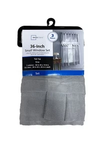 Mainstays 36-Inch 3 Pieces Small Window Set Gray Fits Rods Up To 1 Inch Tab Top - Picture 1 of 3