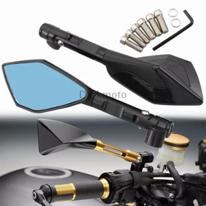 CNC Aluminum Classic Black Rear Side Rearview Mirrors Blue Lens Fit For Aprilia - Bild 1 von 12