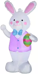 Gemmy Airblown Bunny con huevo de Pascua OPP, 7 pies de alto, blanco - Imagen 1 de 1