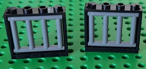 Lego 2 x Fenster 60594 Rahmen 1x4x3 schwarz Gitter neu dunkelgrau 62113 Zubehör - Bild 1 von 1