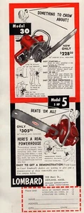 Motorsäge Lombard Modell 5 & 30 von 1954 original Farbanzeige  - Bild 1 von 1