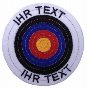 Bogenschießen Aufnäher mit Wunschtext Bogen weiß Patch 8cm (66-1) - Bild 1 von 1