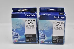 Zwei neue versiegelte Original Brother LC20E BK XXL LC20EBK schwarze Tintenpatronen ABGELAUFEN - Bild 1 von 4