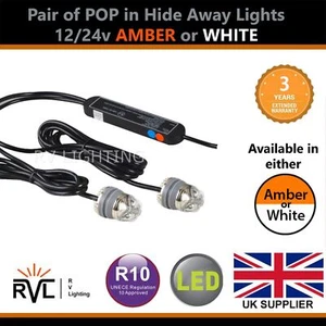 Amber White LED Hideaway Lights Pop Push Fit Under Cover Recovery Strobe Beacon - Picture 1 of 17