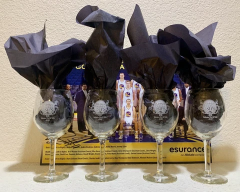 Golden State Warriors Wine Glasses 2010 Season Ticket Exclusive Event NEW Cover