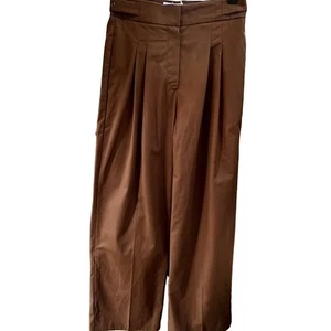 Pantalones MONTS marrón oscuro pierna ancha, tiro alto talla S - Imagen 1 de 9