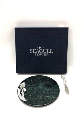 Bandeja para servir tabla de queso de mármol y peltre verde peltre gaviota IOB Foto 1 de 4