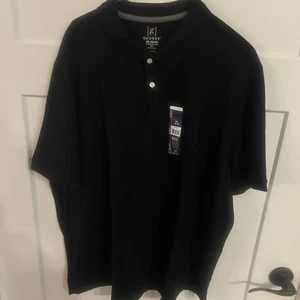 NWT George Men’s Pique Polo Shirt 2 Button Black Soot Short Sleeve 3XL - Picture 1 of 8