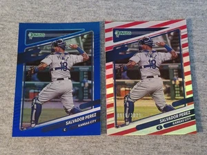 2021 DONRUSS SALVADOR PEREZ RED STRIPE 976/2021 & BLUE FOIL #145 K.C.Royals. - Picture 1 of 5