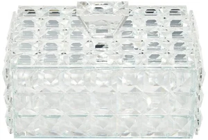 Tuli 6 1/2"W Clear Glass Rectangular Jewelry Box with Lid - Picture 1 of 5