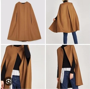 Zara Longline Cape Gr. XS Camel Braun Poncho Jacke Wollmischung  - Bild 1 von 9
