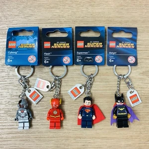 LEGO DC Super Heroes Minifigure Keyrings Cyborg, Batgirl, Flash & Superman New - Picture 1 of 3