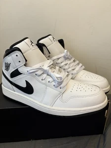 Nike Air Jordan 1 Mid White Black Mens Trainers **BRAND NEW ** UK 10 - Picture 1 of 7
