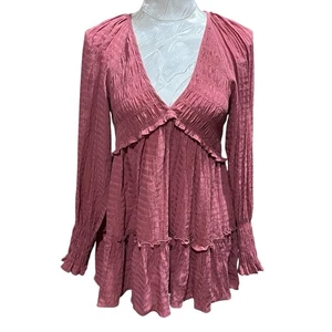 Túnica Babydoll Y2K Talla M Volantes en Capas Elastizada Calada Cottagecore Manga Larga - Imagen 1 de 12