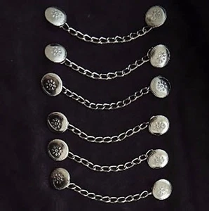 Mexican MARIACHI "Charro" silver metal chain floral design buttons, set of 10 - Picture 1 of 5