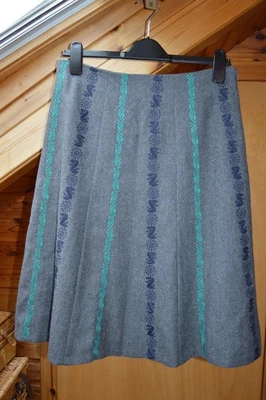 Laura Ashley Skirt, Size 12, Grey/ Navy/ Green, Wool Blend, Knee Length - Image 1 of 4