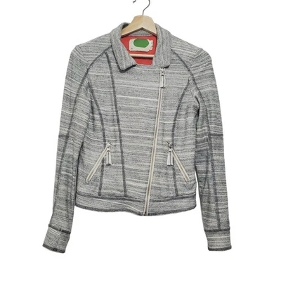 Anthropologie Talla XS Caitlin Tejido Moto Chaqueta Bolsillos Cremallera Completa Algodón Suave Foto 1 de 4