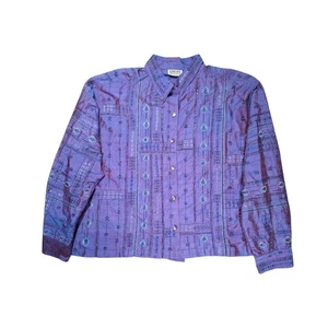 Blusa vintage de seda bordada con cuentas Chico’s púrpura iridiscente talla 3 XL - Imagen 1 de 16