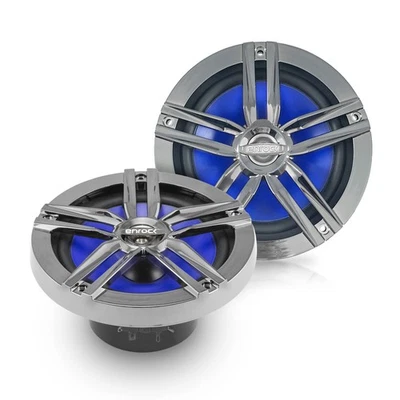 ENROCKMARINE New Pair 2-Way180Watts Marine Boat 6.5" Water-Resistant Loudspeaker Charcoal