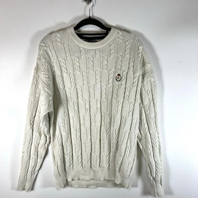 CHAPS Ralph Lauren Cable Knit Sweater Sz XL Beige Pullover Vintage Crew Preppy - Image 1 of 4